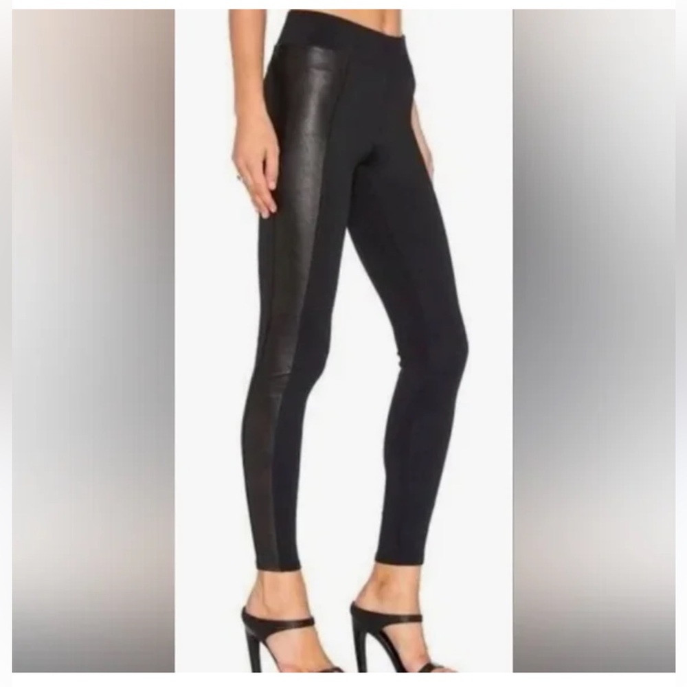 NWOT J. Brand Mugu Pant With Tuxedo Stripe Genuine Leather Side Panel Legging